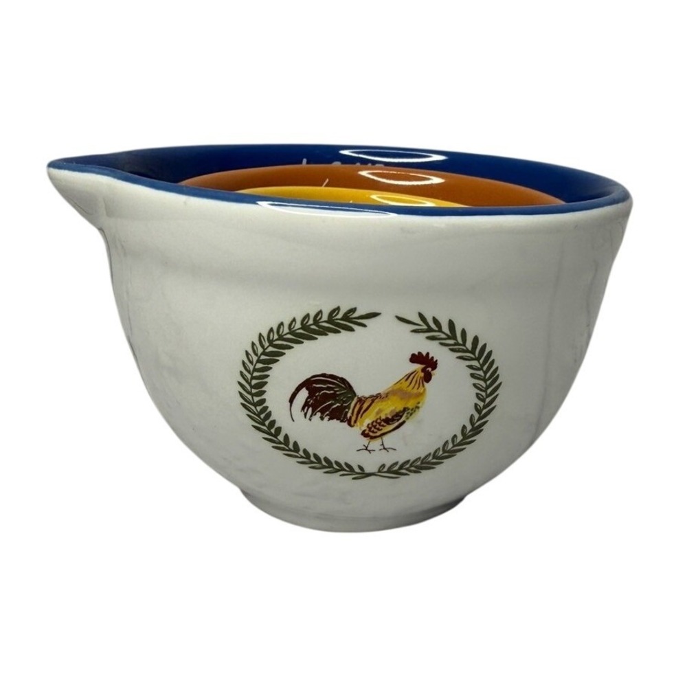 Colorful Ceramic Rooster Nesting Measuring Bowls Set Of 4